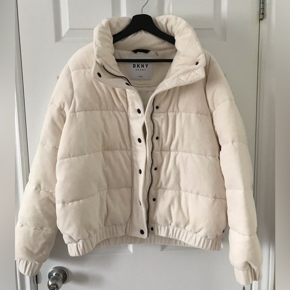 DKNY Velour Logo Puffer Jacket - Picture 3 of 8